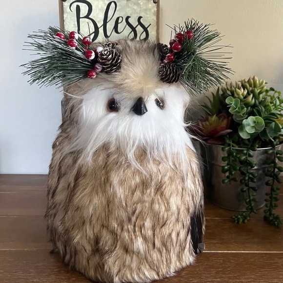 New 12" Christmas Rustic Farmhouse Owl Tree Topper - Picture 2 of 5